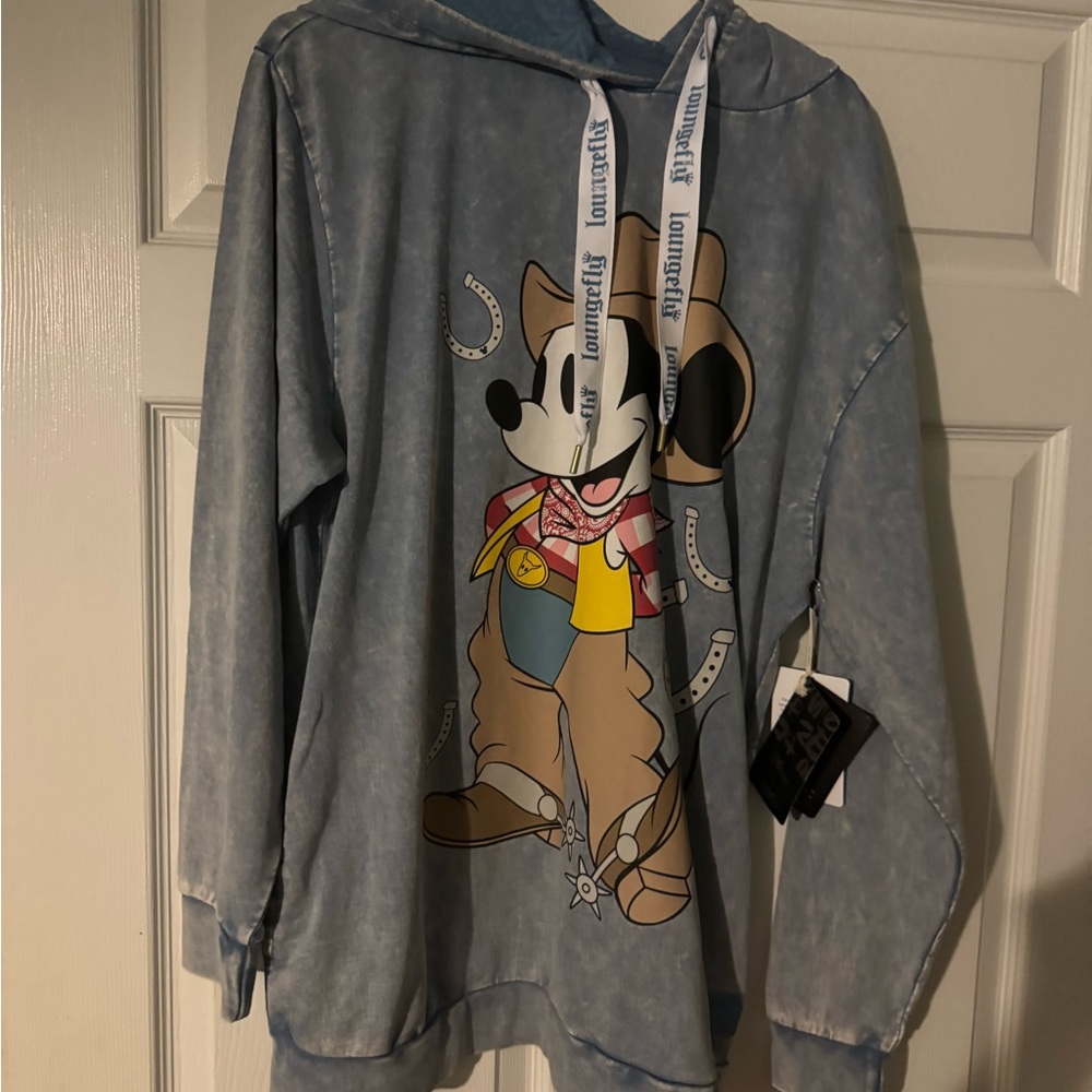 Loungefly Light Blue Mickey Mouse Hoodie Top - Picture 2 of 4